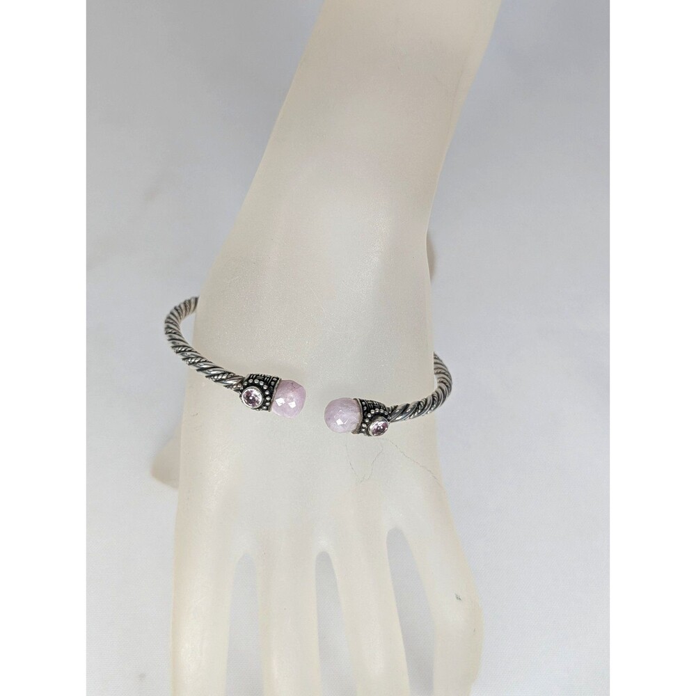 Artisan Gem Collection of Bali - Rose Quartz Bangle, Sterling Silver, One Size